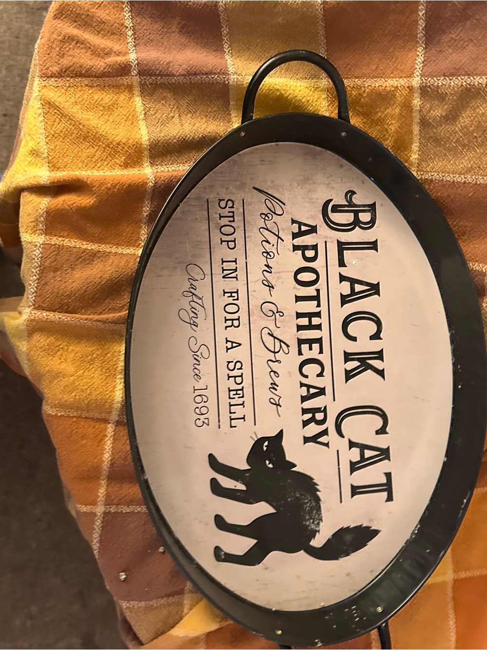 Black Cat Apothecary Oval Wall Tray - Decorative Home Accent